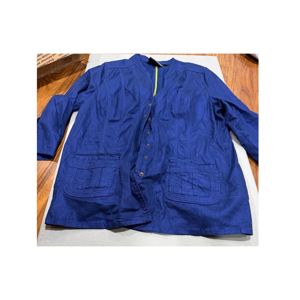 Utility Womens Added Dimensions Catherines Button Front Jacket 1X Royal Blue